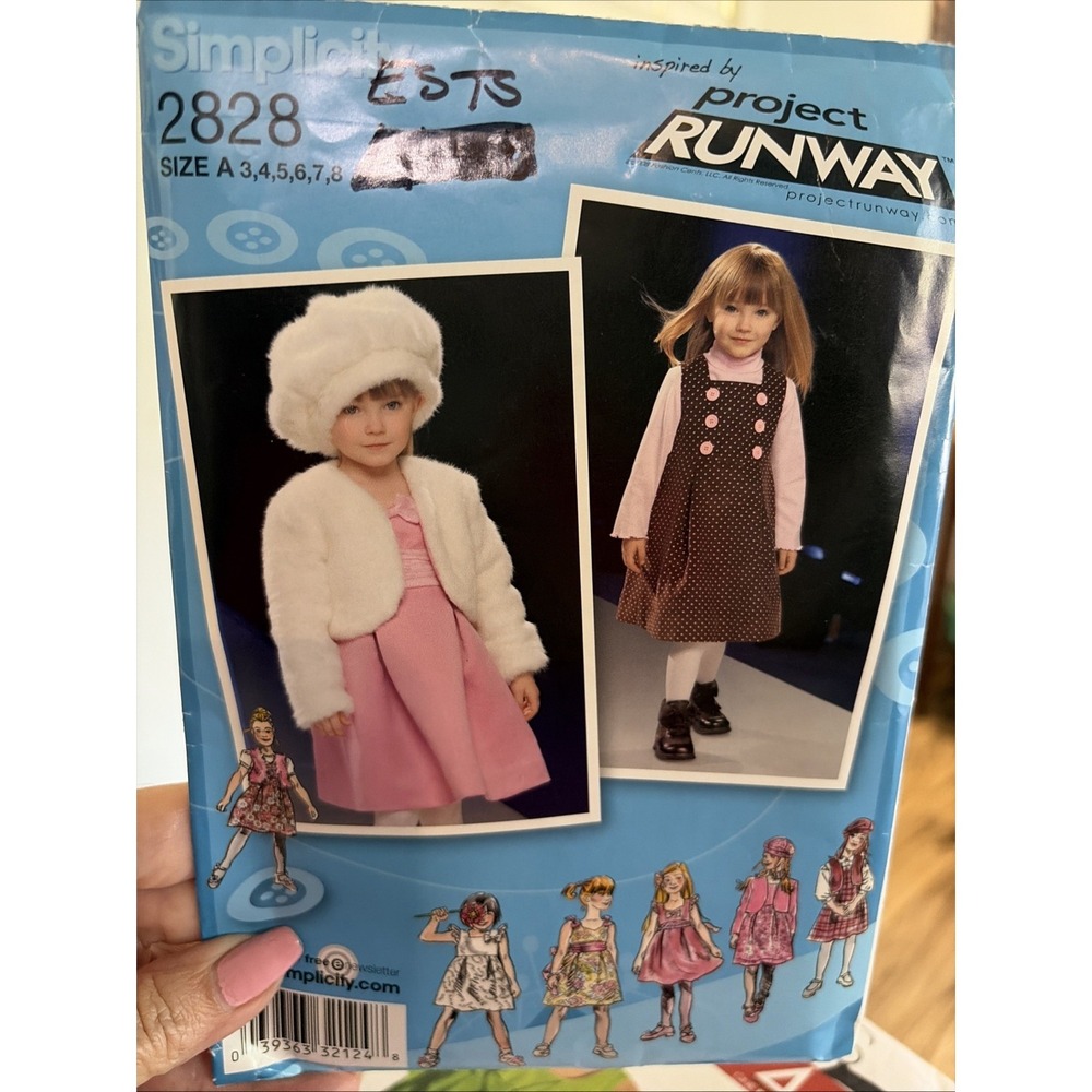 Simplicity Pattern 2828 Project Runway Childs Dress, Jumper, Hat: Size 3-8 Uncut